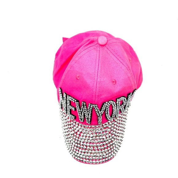 Pink Rhinestone New York Cap - Picture 3 of 4
